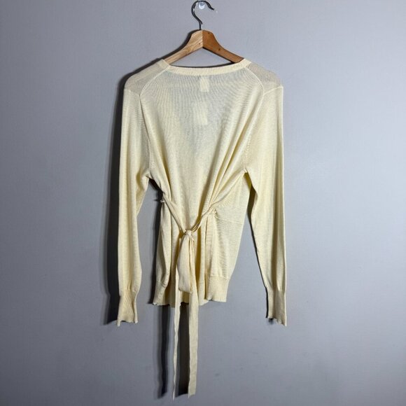 J. Crew Wrap Cardigan Sweater Women's Large Butter Yellow Preppy Minimalist NWT - Picture 3 of 13